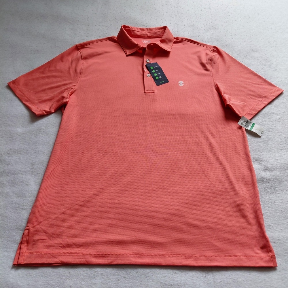 Izod Golf Swingflex Elite Mesh Polo Shirt Men Coral Pink Big Tall LT Stretch NWT